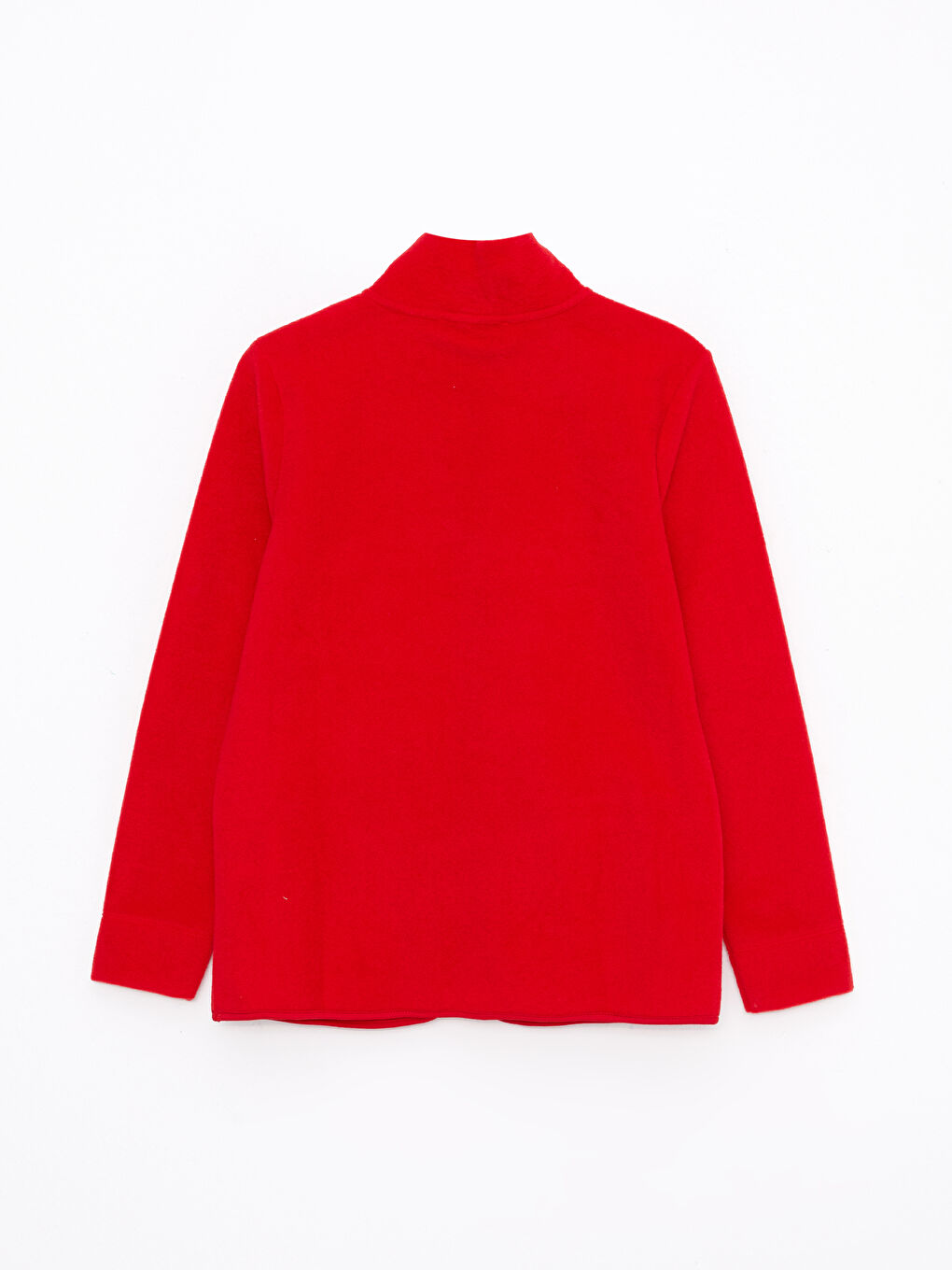 Kırmızı Dik Yaka Düz Uzun Kollu Polar Kadın Spor Hırka-6