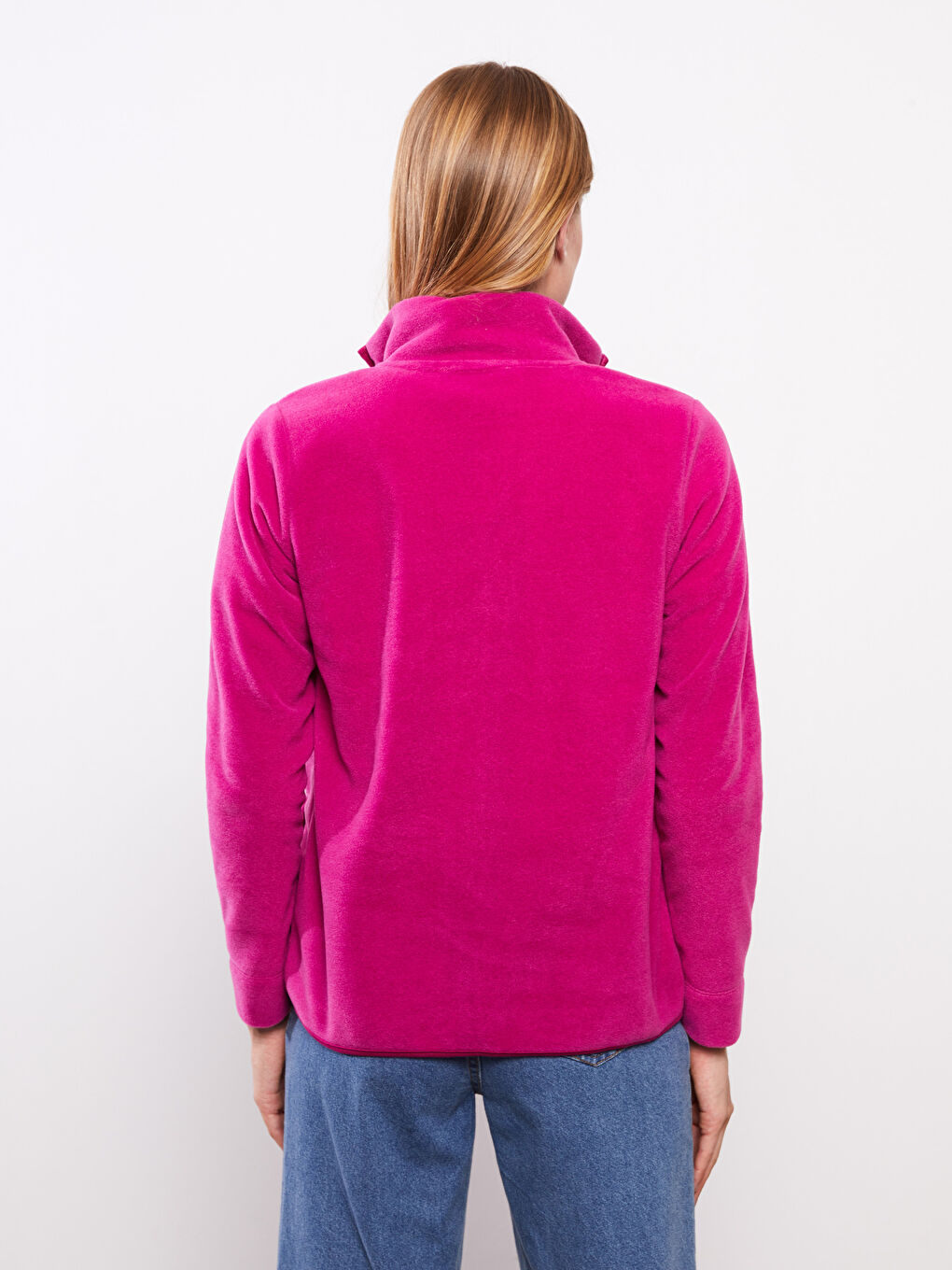 كارديغان رياضي نساء بولار ياقة عالية كم طويل عادي-4