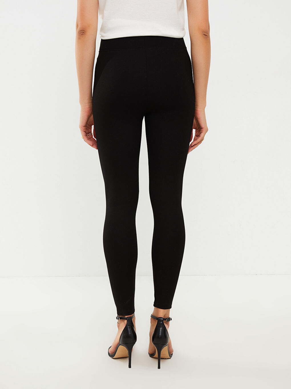 Әйелдерге арналған серпімді белдік өрнексіз леггинстер-5