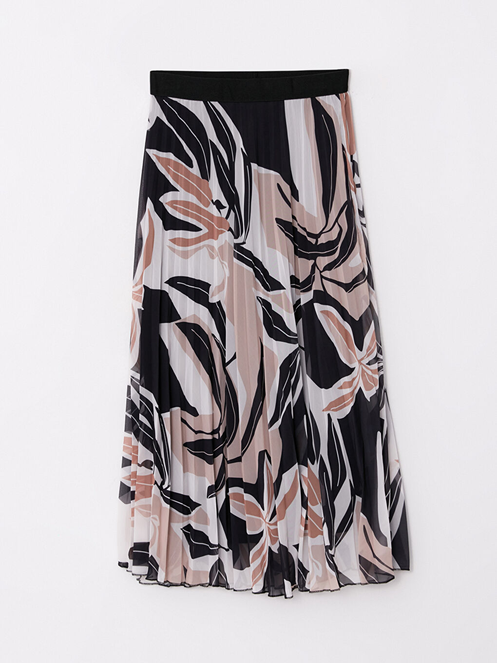 Elasticated Waist Patterned Pleated Chiffon Women's Skirt-5
