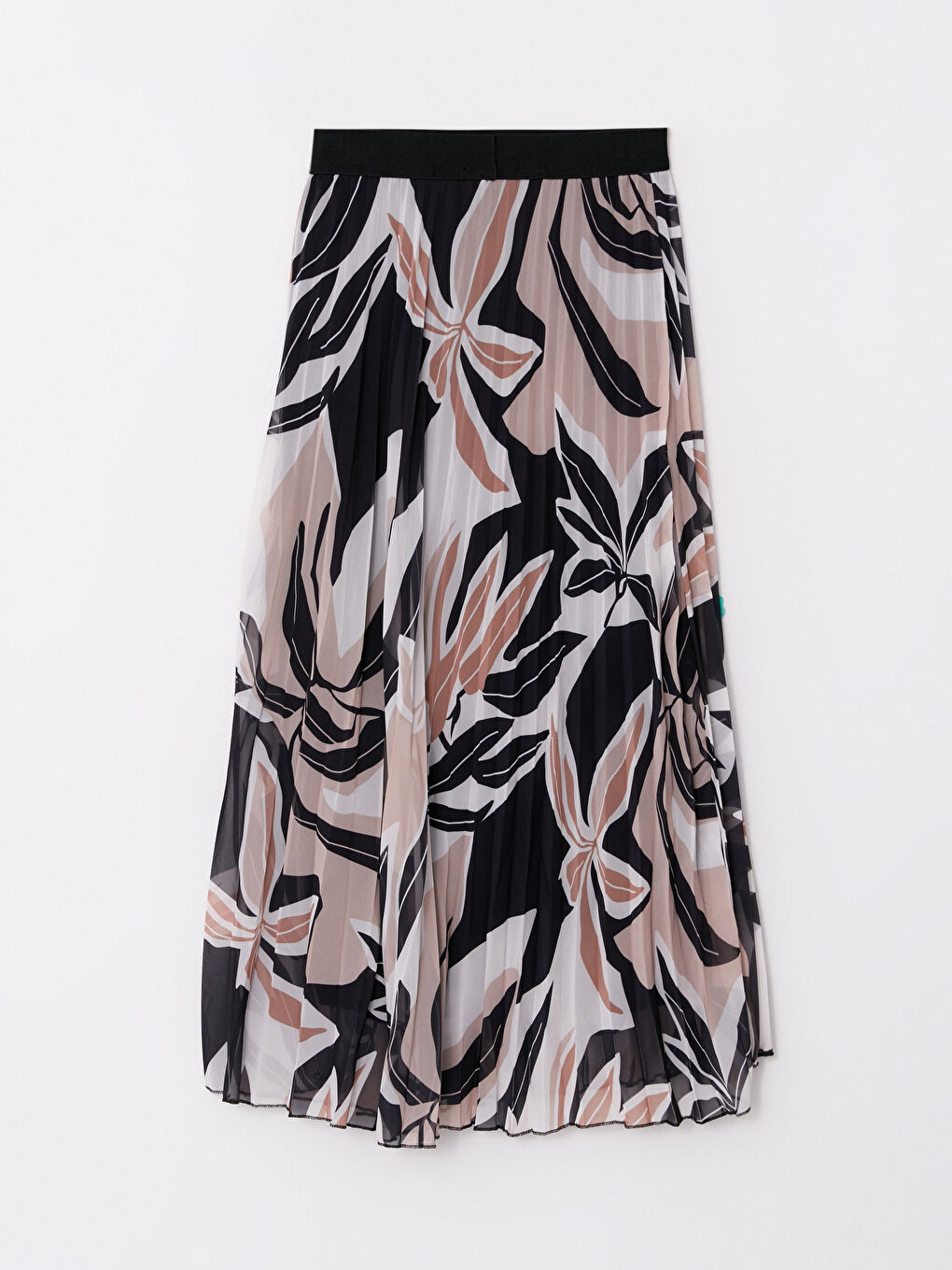 Elasticated Waist Patterned Pleated Chiffon Women's Skirt-6