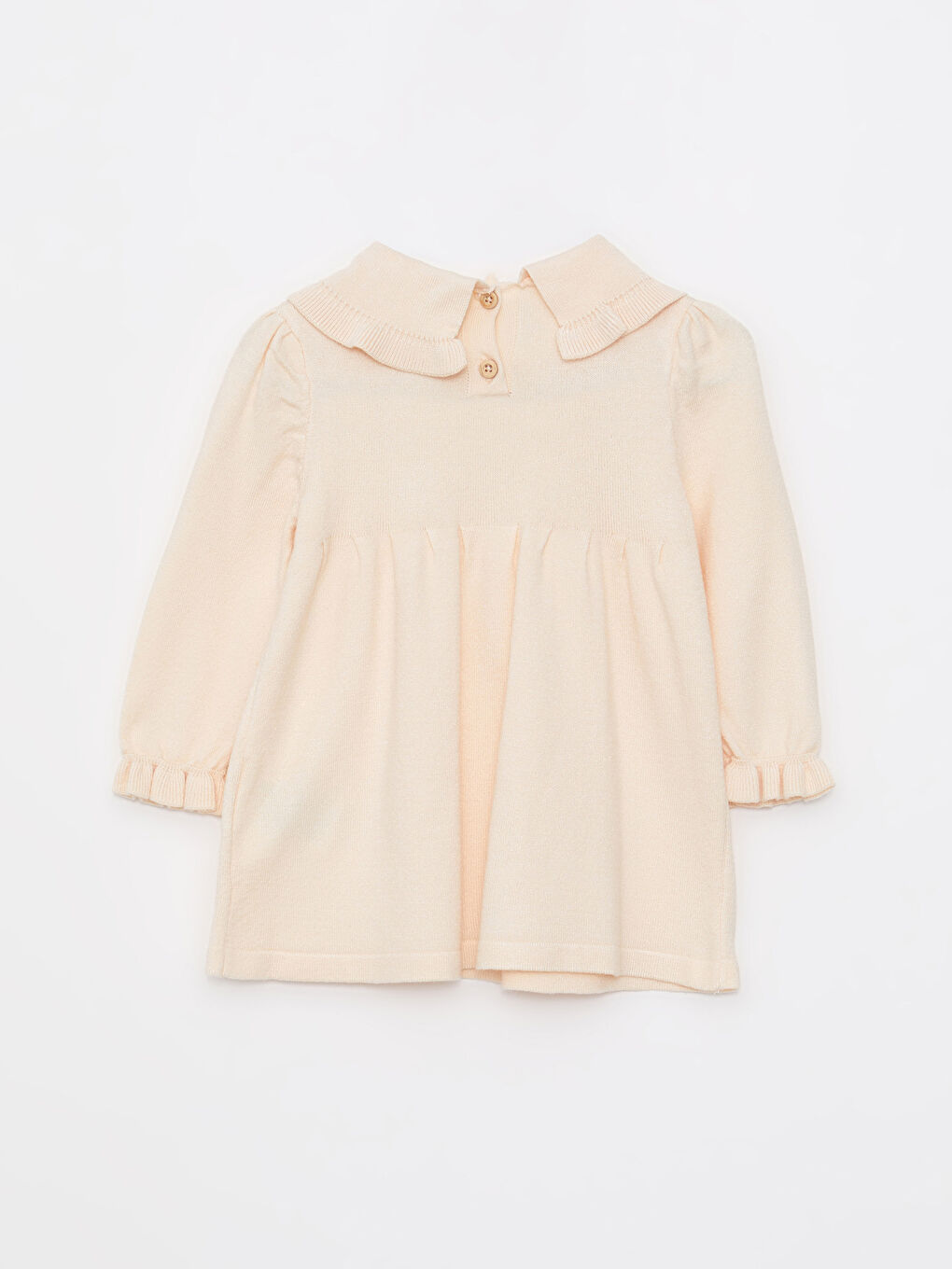Bebe Collar Long Sleeve Embroidery Detailed Baby Girl Tricot Dress -W25901Z1-FDL