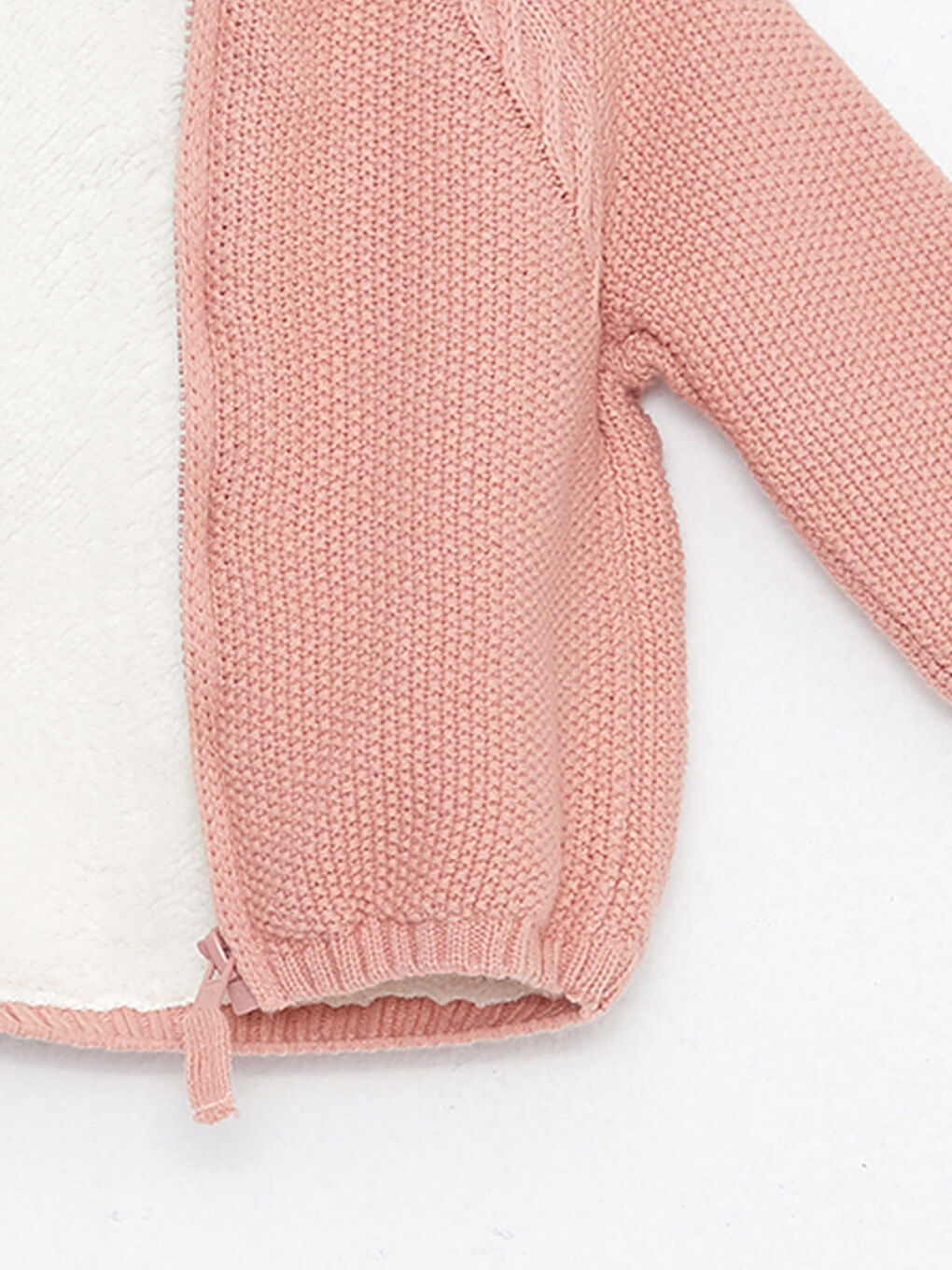 Pembe Kapüşonlu Uzun Kollu Kız Bebek Triko Hırka-2