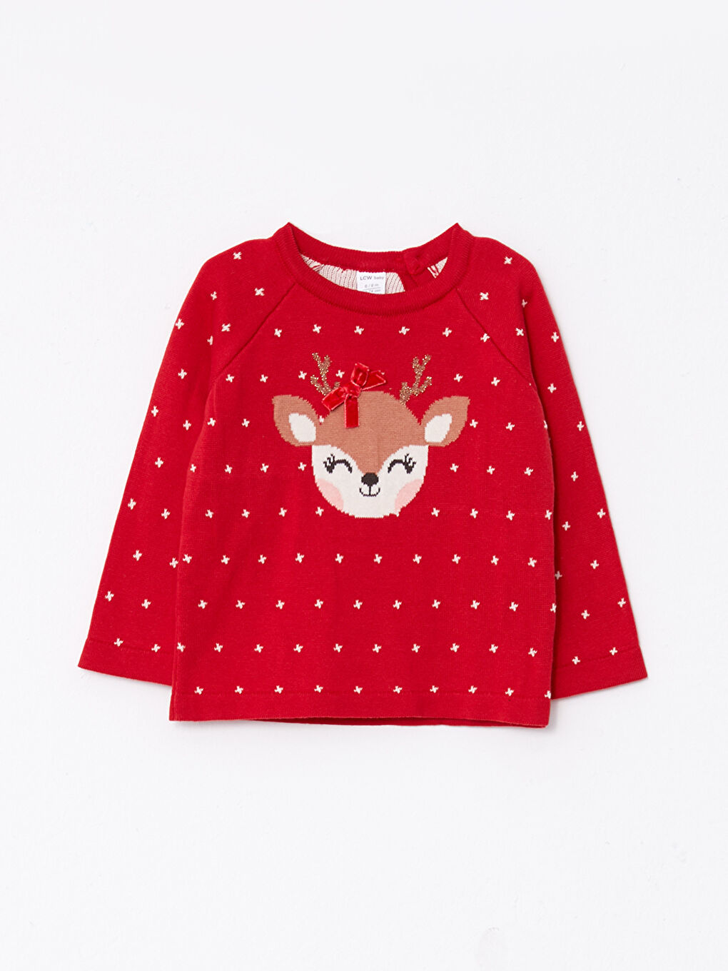 LCW baby Crew Neck Long Sleeve New Year Themed Baby Girl Tricot Sweater -W25905Z1-LTQ