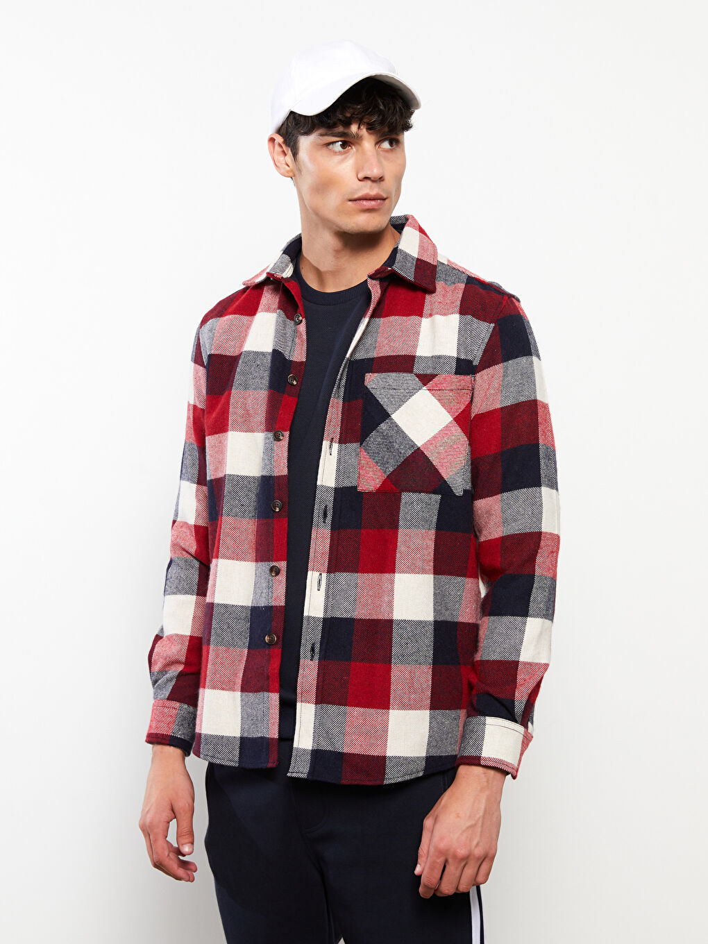 Kırmızı Regular Fit Uzun Kollu Ekose Erkek Oduncu Gömlek-1
