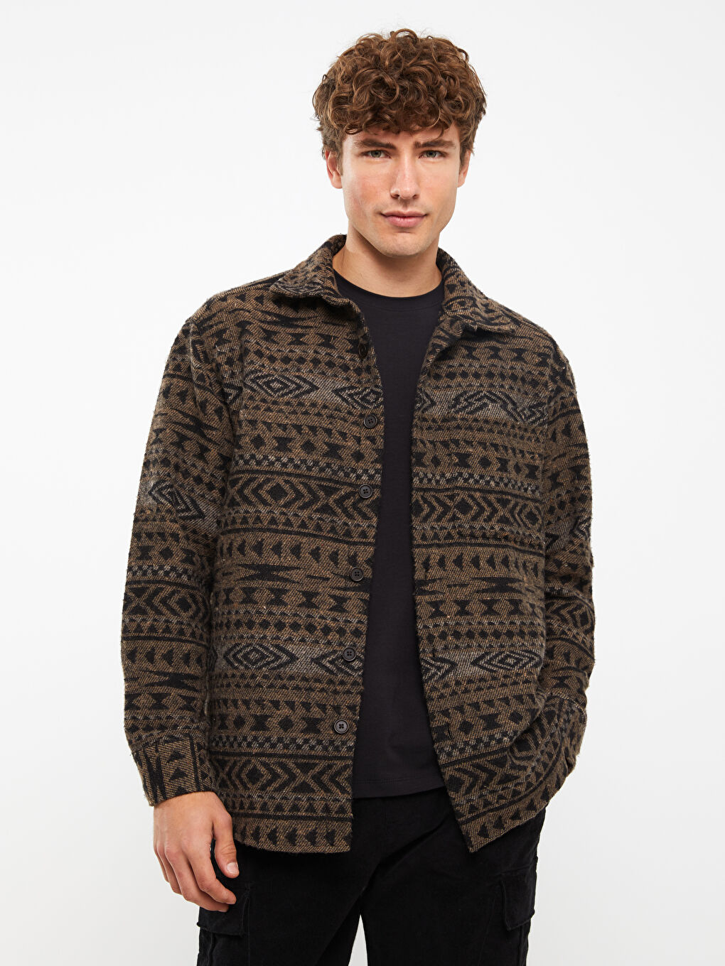 Comfortable Fit Long Sleeve Patterned Men's Lumberjack Shirt Jacket