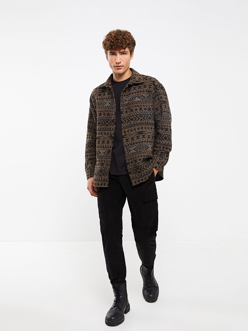 Comfortable Fit Long Sleeve Patterned Men's Lumberjack Shirt Jacket-1