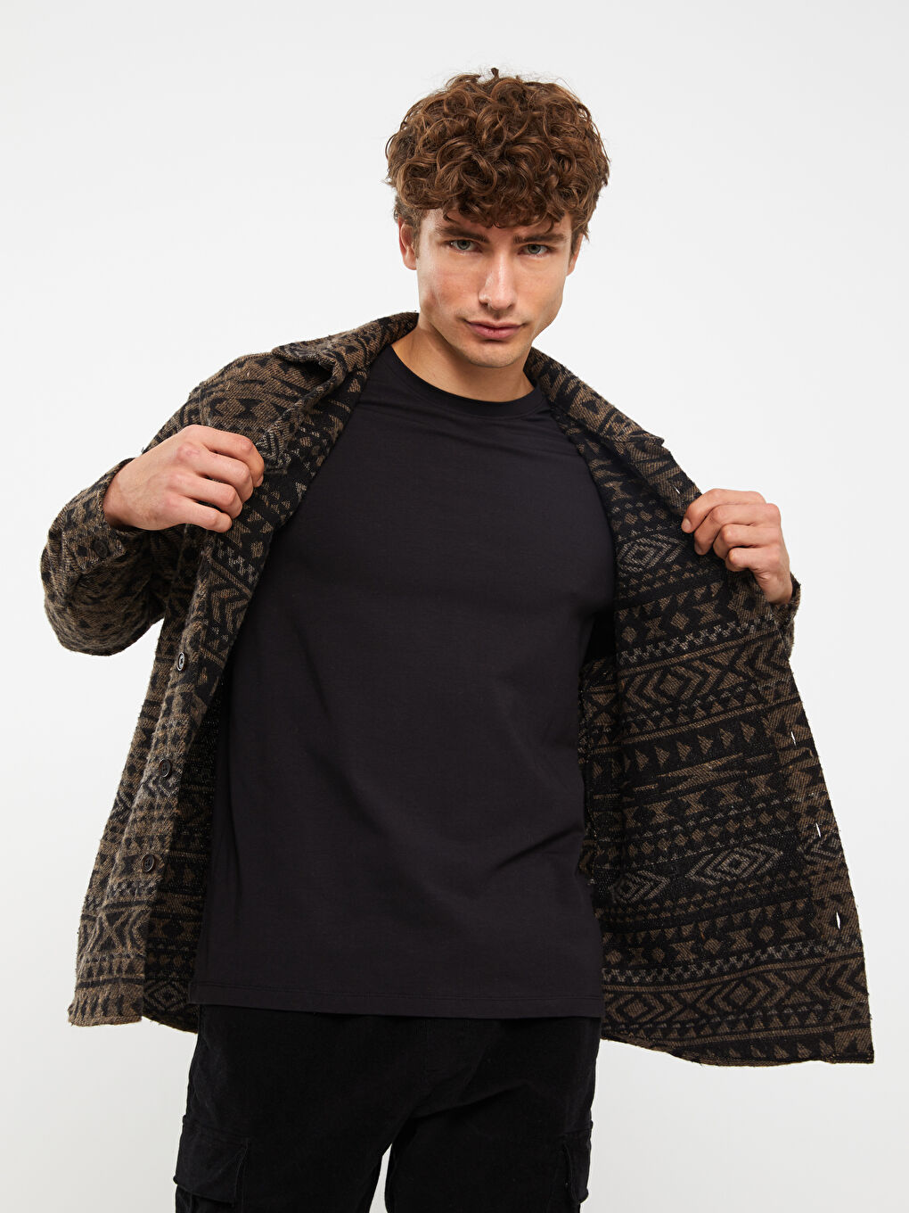 Comfortable Fit Long Sleeve Patterned Men's Lumberjack Shirt Jacket-2