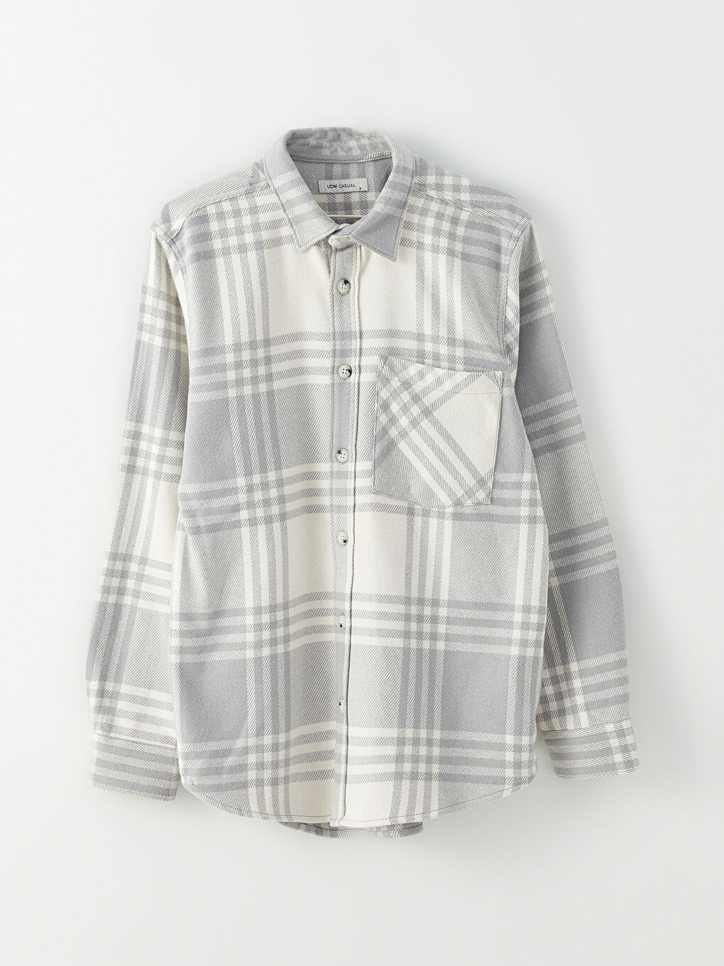 Gri Regular Fit Uzun Kollu Ekose Erkek Oduncu Gömlek Ceket-5