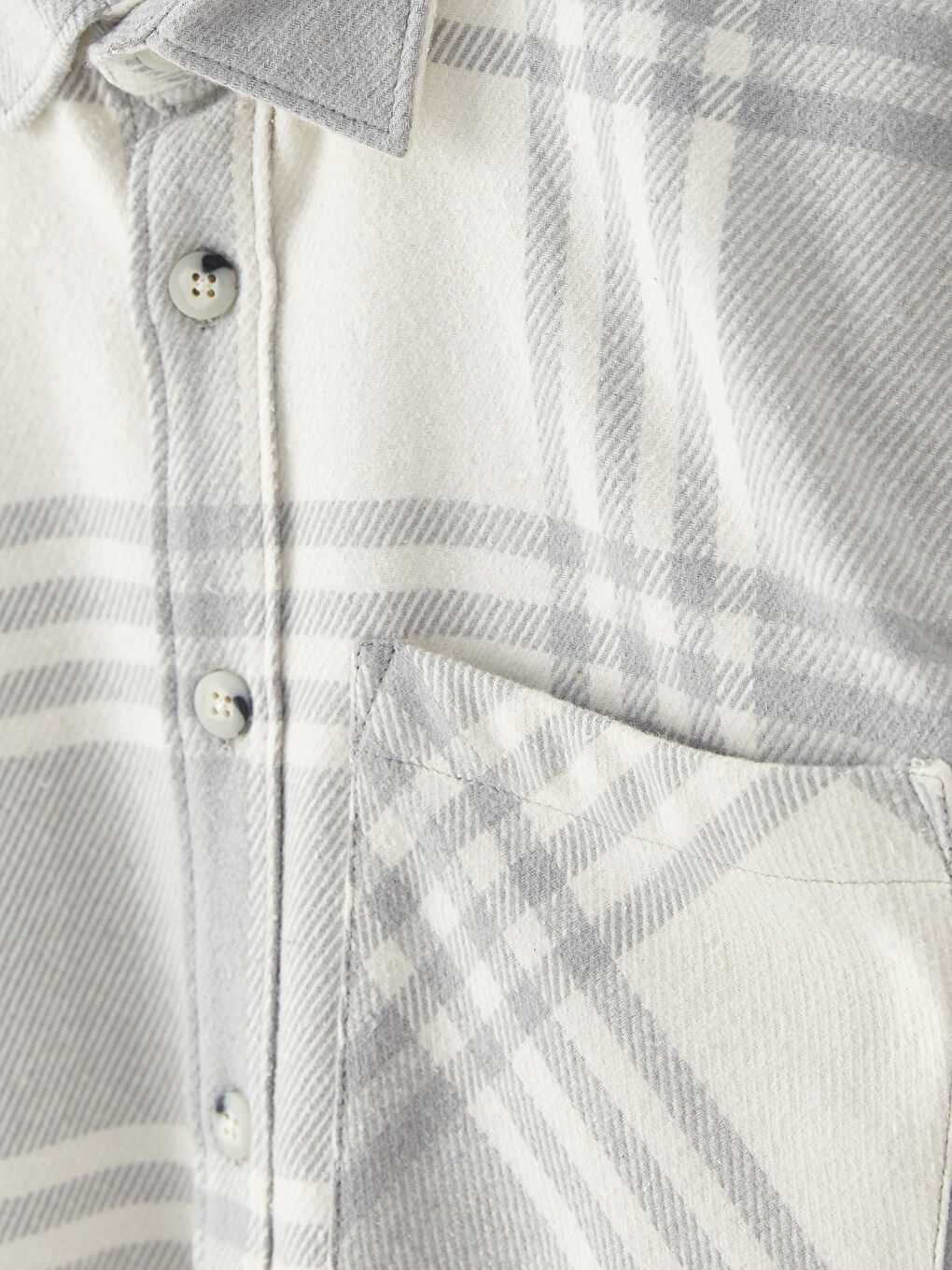 Gri Regular Fit Uzun Kollu Ekose Erkek Oduncu Gömlek Ceket-6