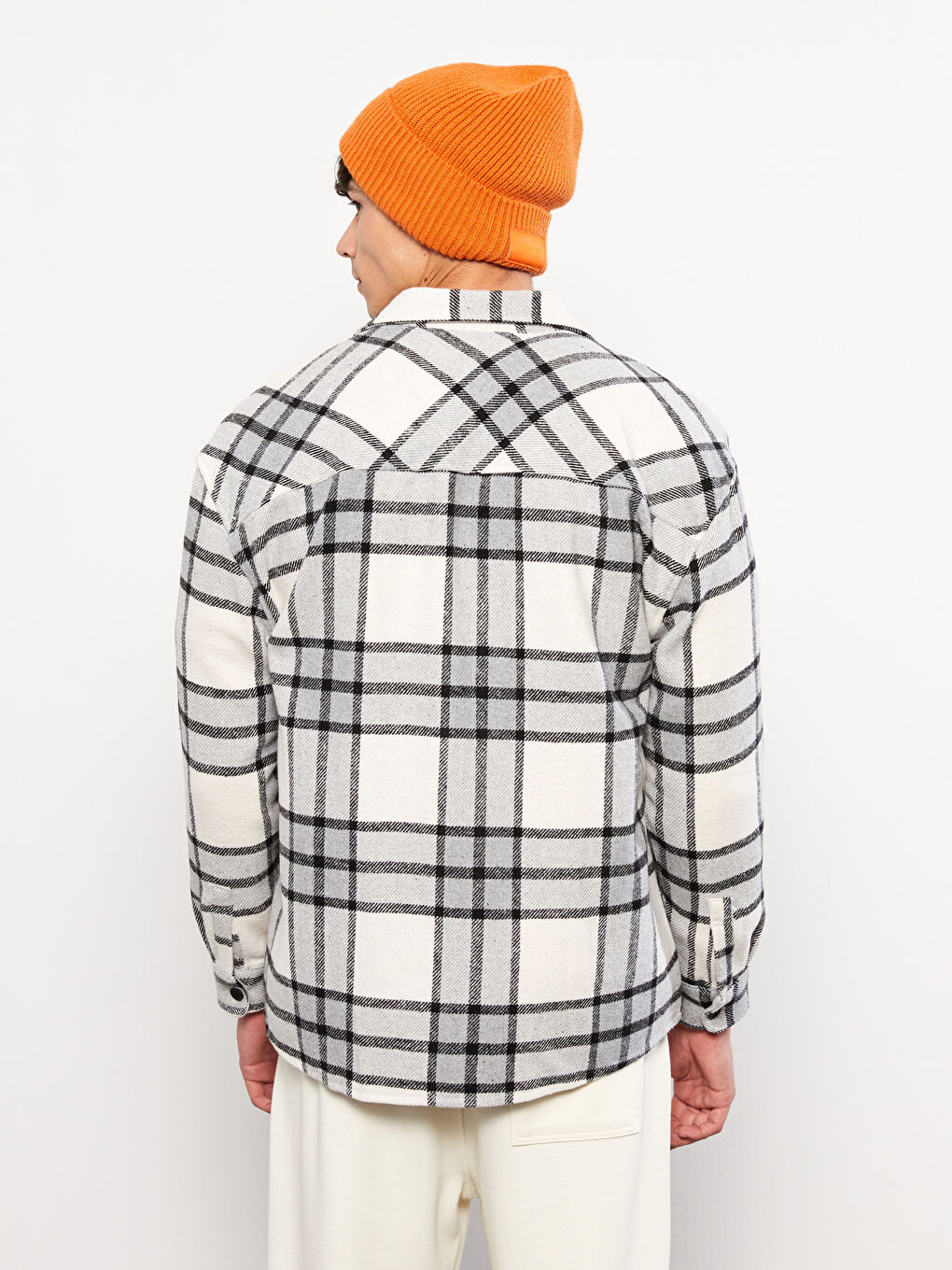 Relaxed Fit Long Sleeve Plaid Men's Flannel Shirt-4