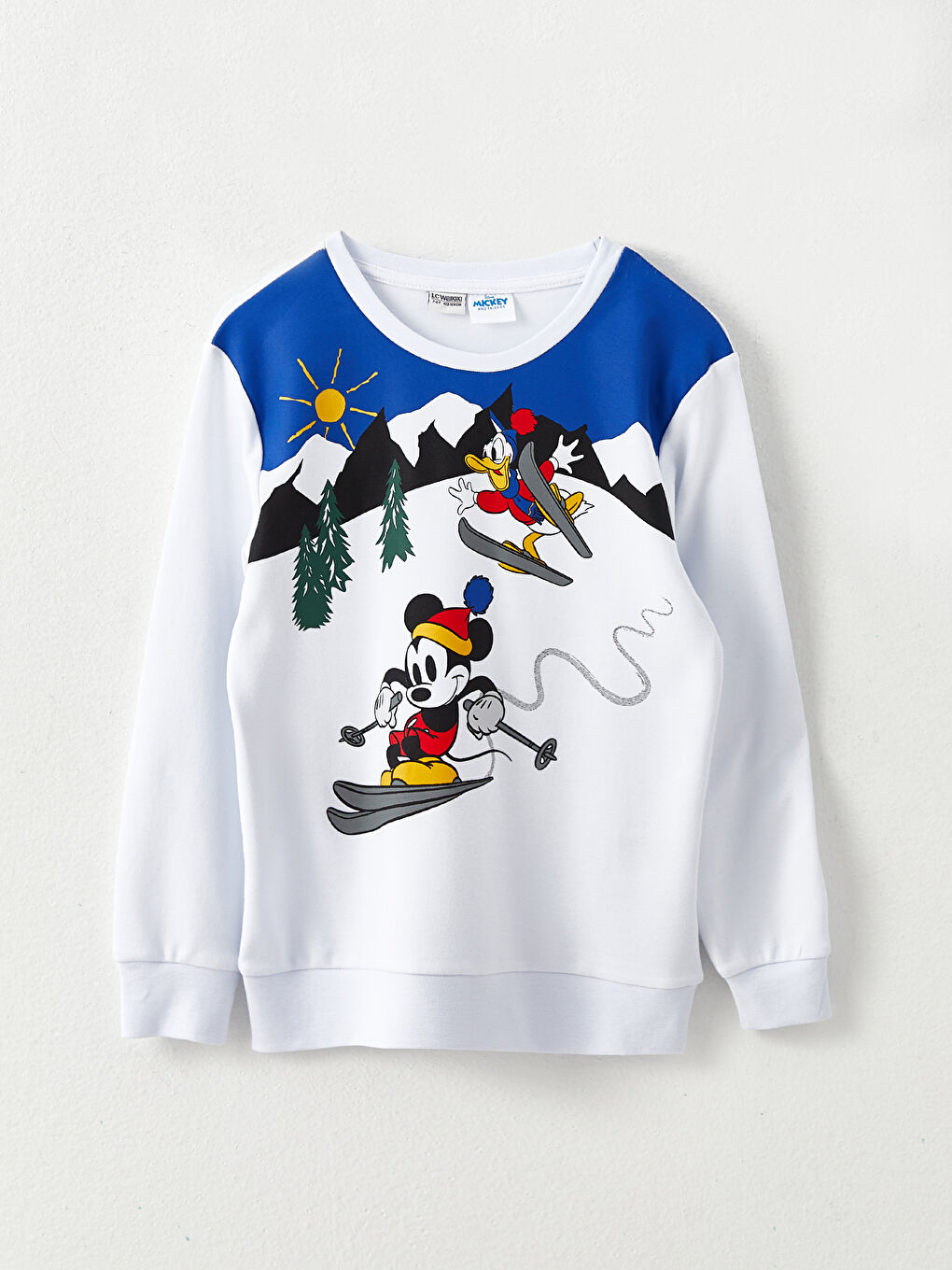 LCW Kids Crew Neck Mickey Mouse and Donald Duck Printed Long Sleeve Boy's T-Shirt -W25942Z4-R9K