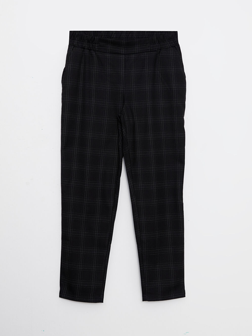 Carrot Fit Plaid Women's Trousers-5
