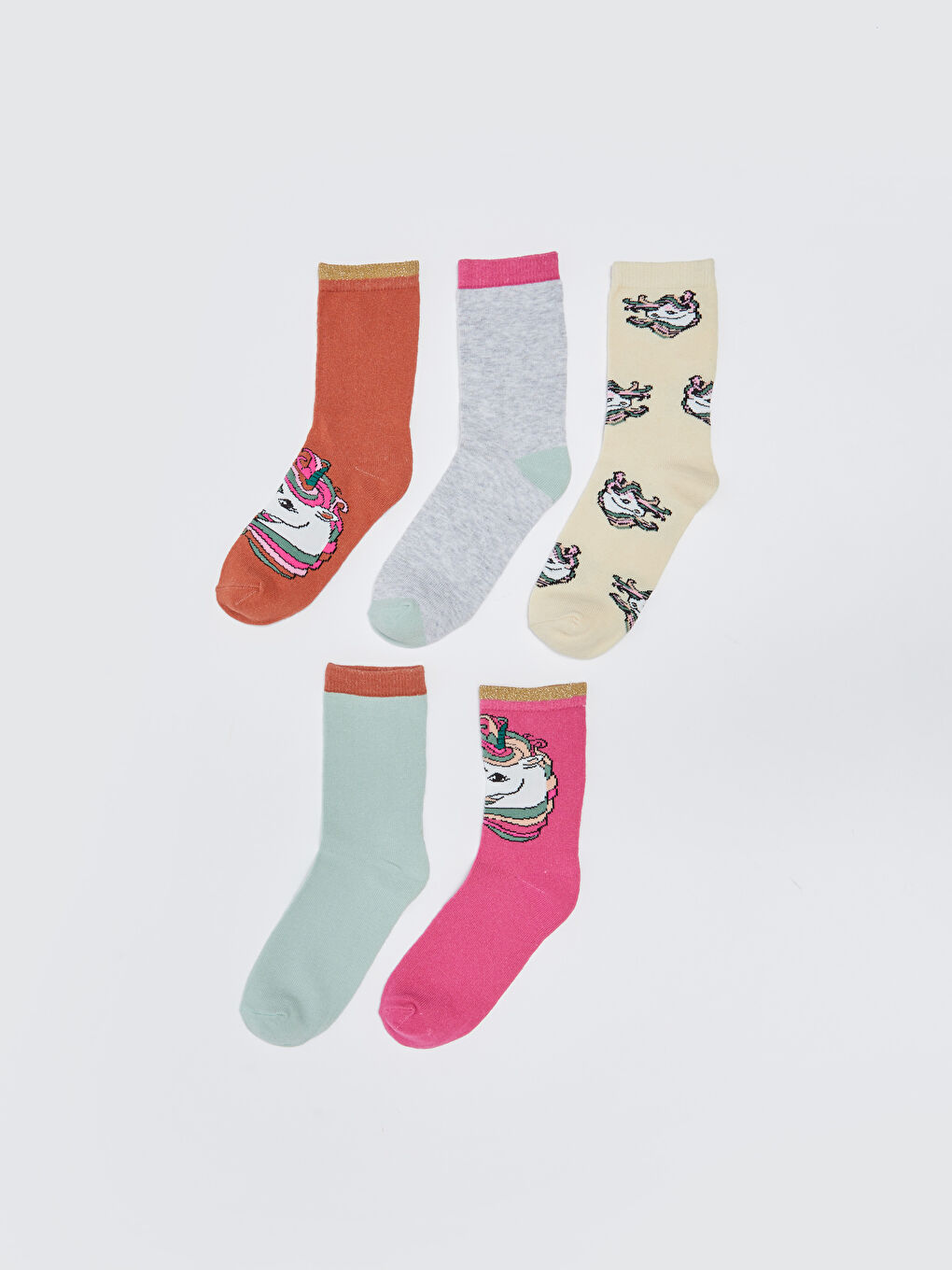 Patterned Girls' Ankle Socks 5 Pack-1