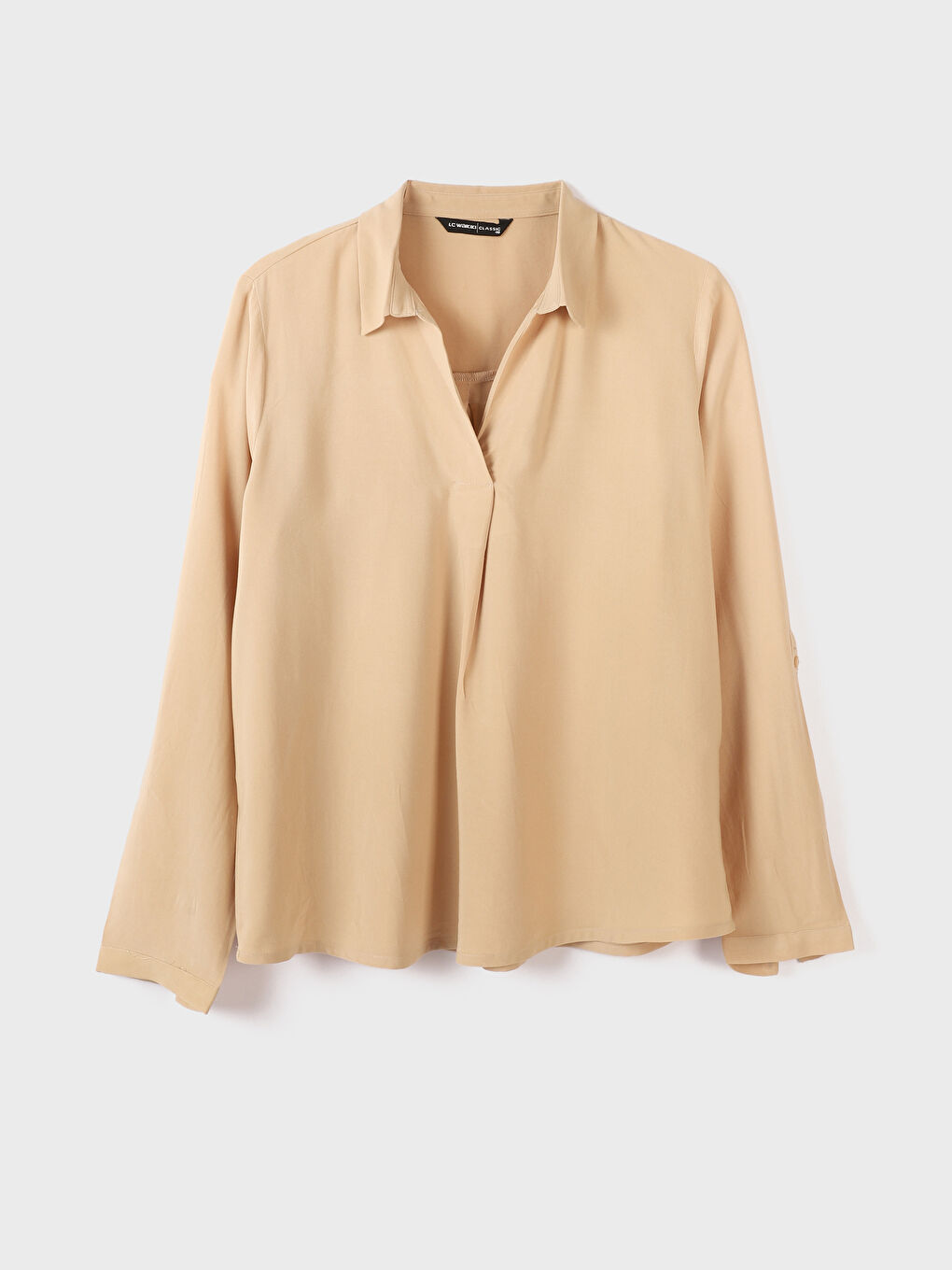 LCWAIKIKI Classic Shirt Collar Plain Long Sleeve Oversized Women's Blouse -W25967Z8-KNF