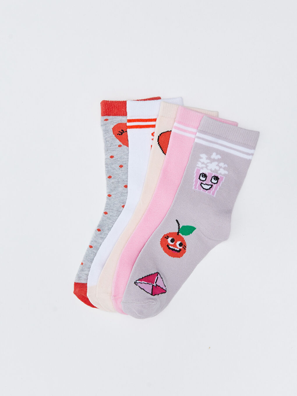 Patterned Girls' Ankle Socks 5 Pack