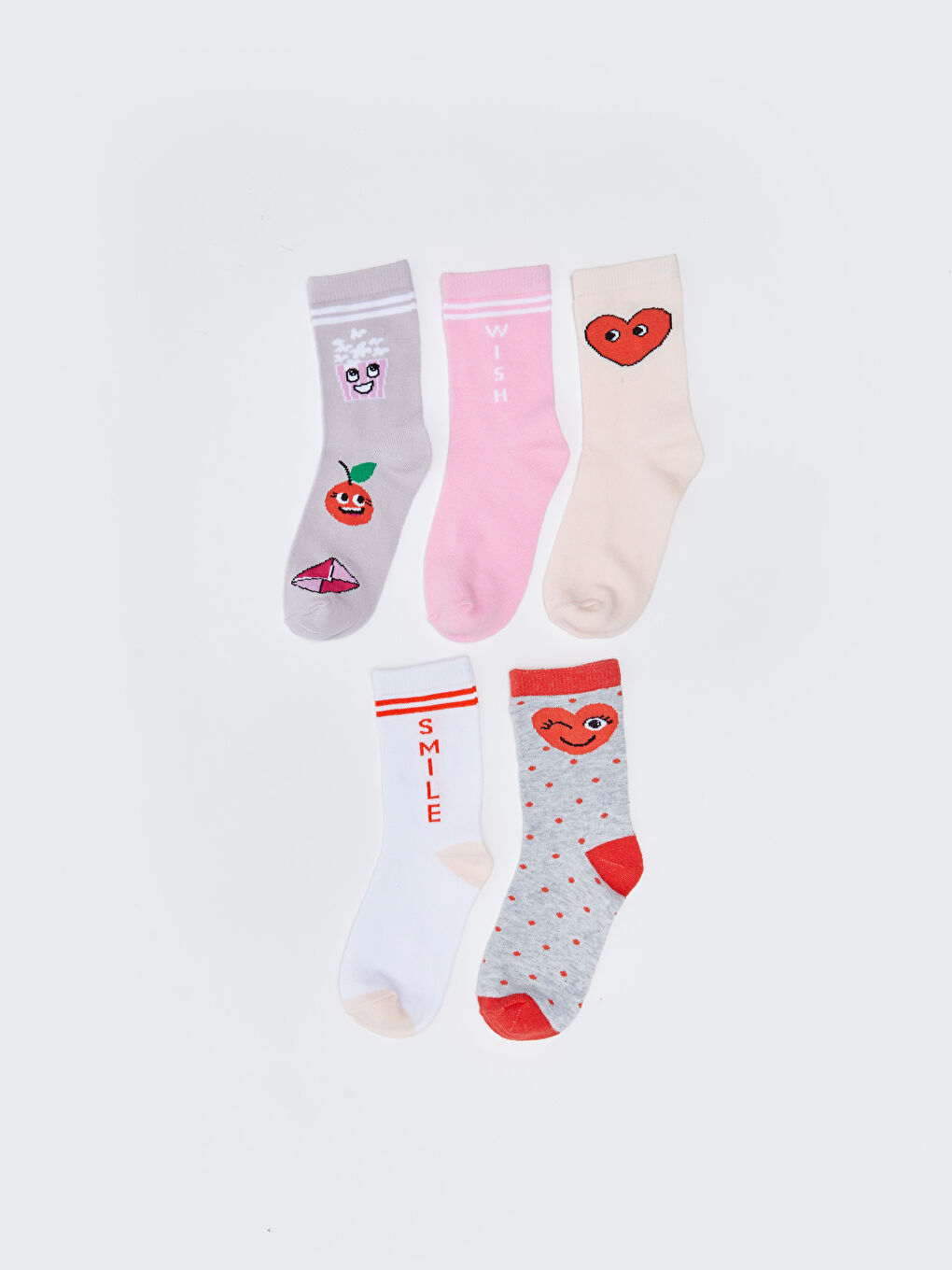 Patterned Girls' Ankle Socks 5 Pack-1