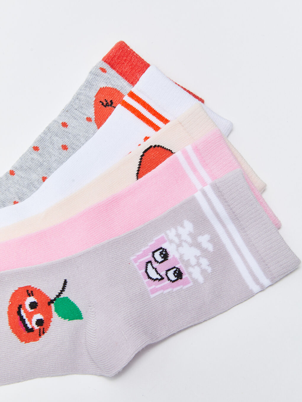 Patterned Girls' Ankle Socks 5 Pack-2