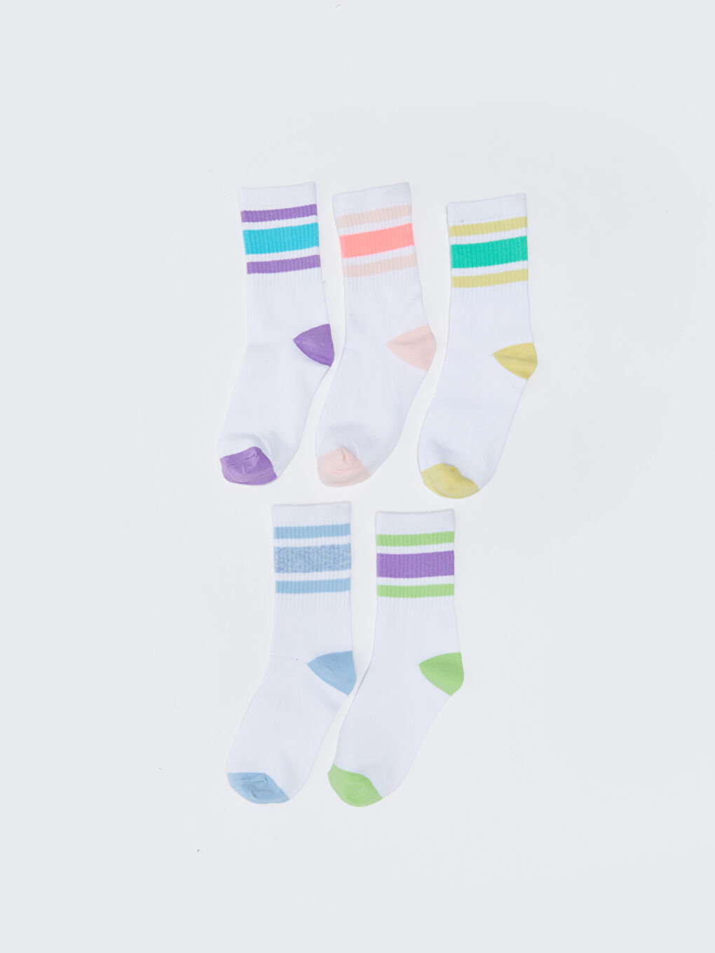 Color Block Girls' Ankle Socks 5 Pack-1
