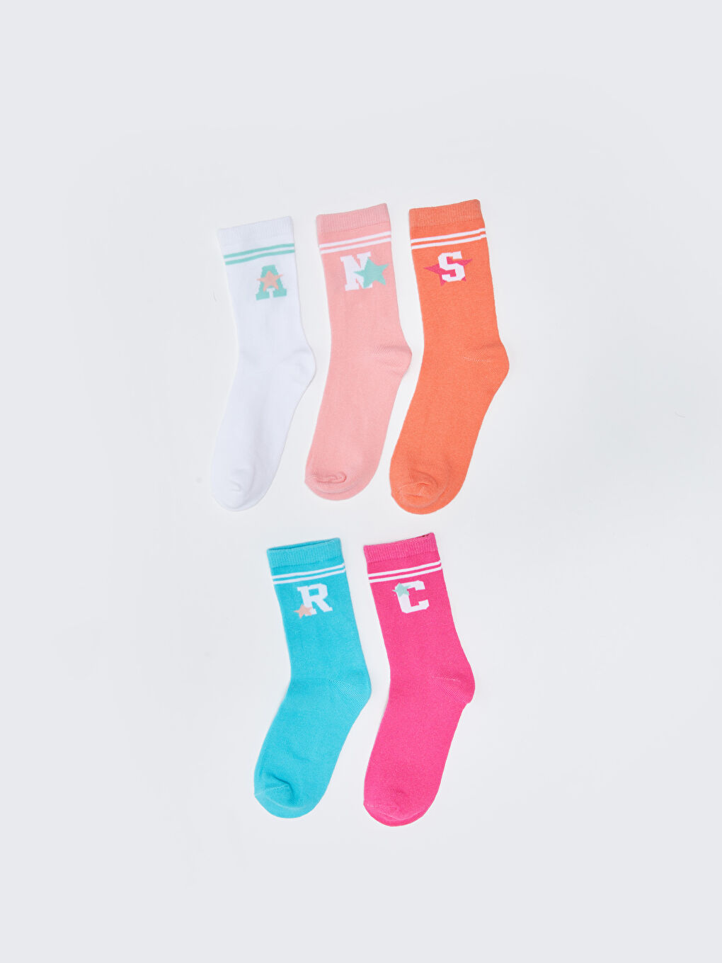 Patterned Girls' Ankle Socks 5 Pack-1
