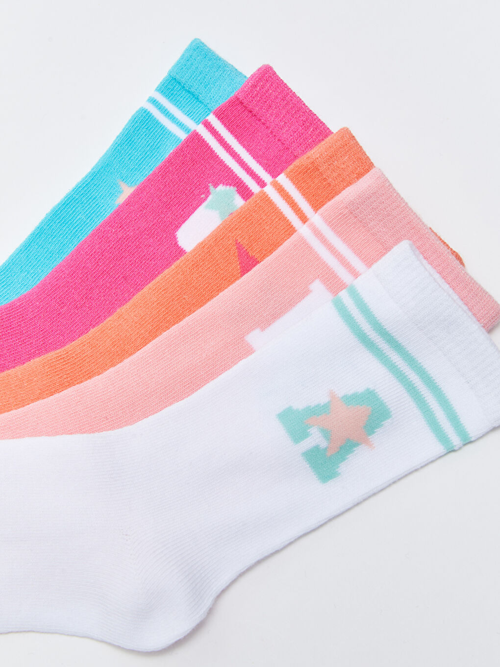 Patterned Girls' Ankle Socks 5 Pack-2