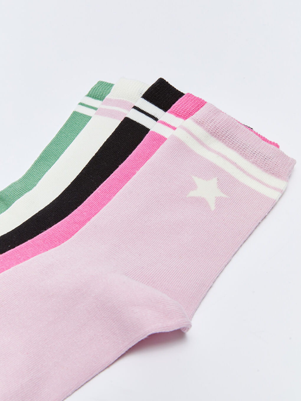 Lila Desenli Kız Çocuk Soket Çorap 5'li-2