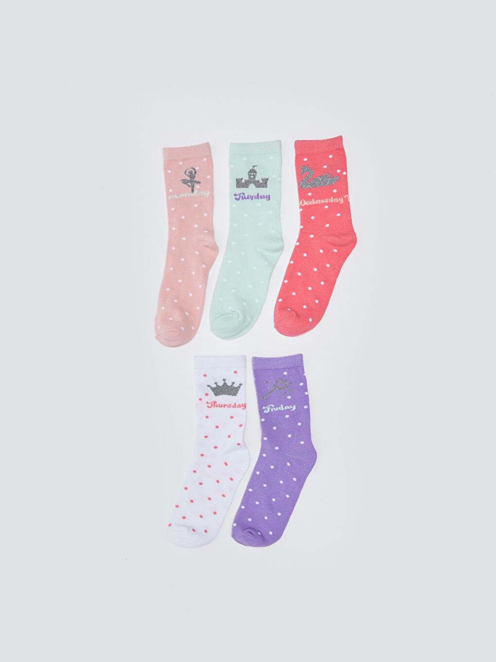 Patterned Girls' Ankle Socks 5 Pack-1