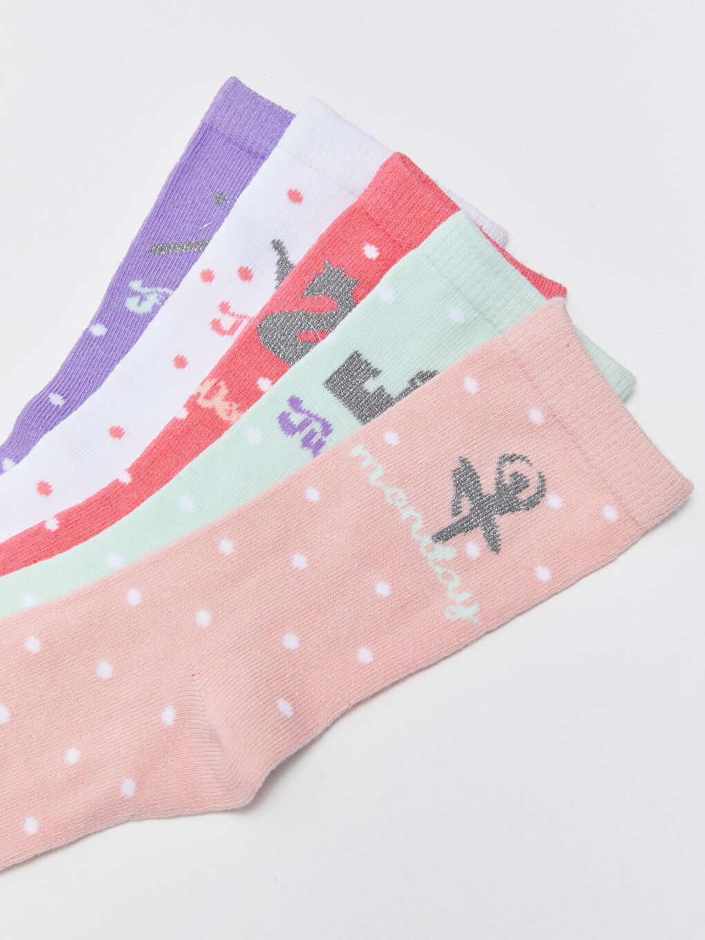 Patterned Girls' Ankle Socks 5 Pack-2