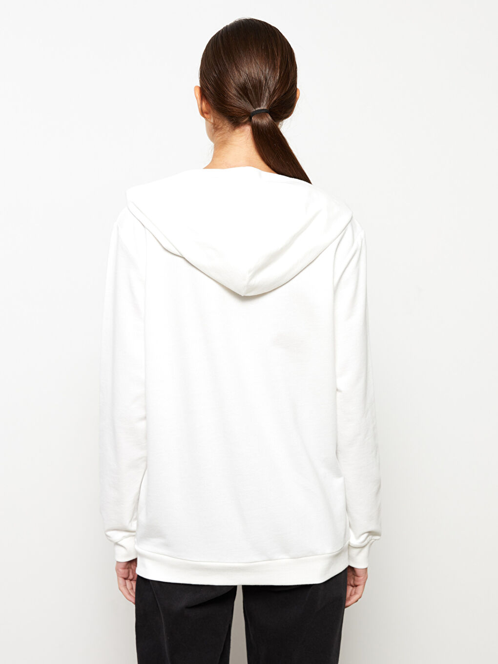 Ekru Kapüşonlu Dumbo Baskılı Uzun Kollu Kadın Sweatshirt Anne Kız Kombini-4