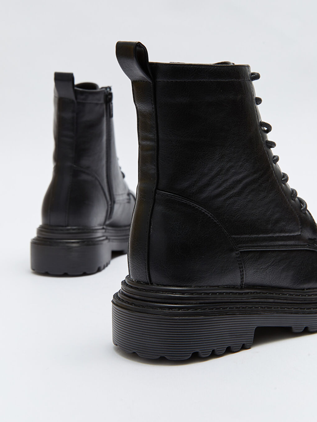 Ботинки Женские Зимние На Шнуровке И Молнии С Отделкой Под Кожу-4