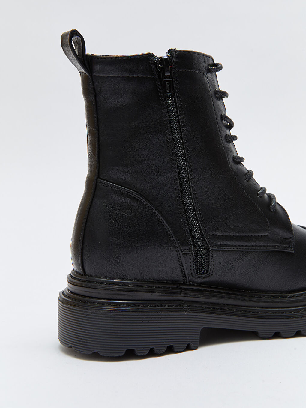 Ботинки Женские Зимние На Шнуровке И Молнии С Отделкой Под Кожу-5