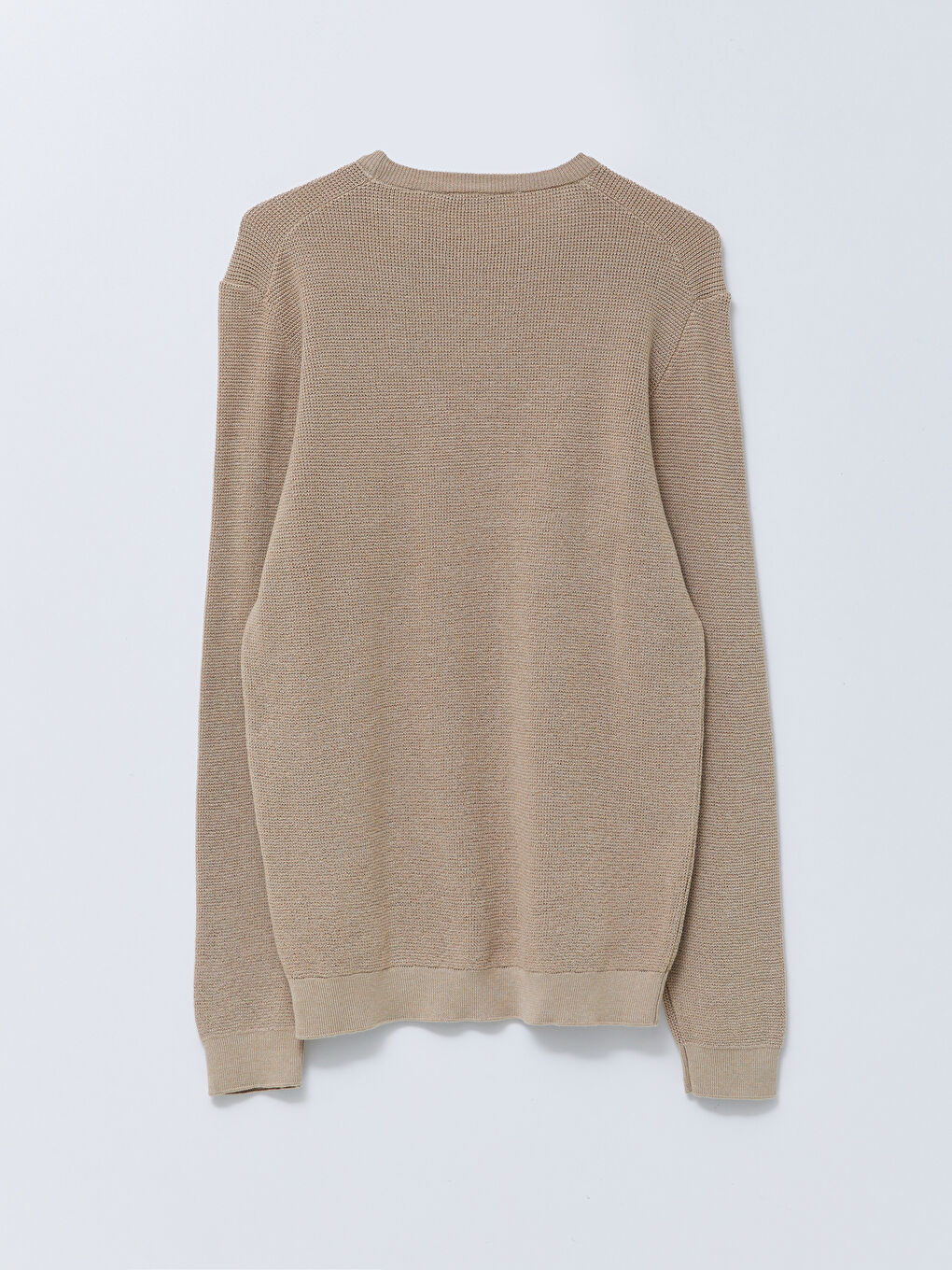 Bej Bisiklet Yaka Erkek Triko Kazak-6