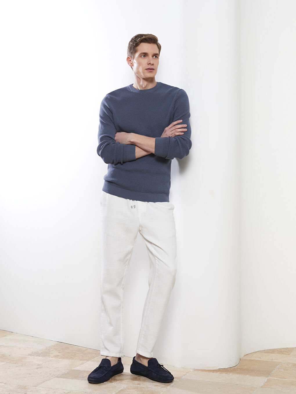 Mavi Bisiklet Yaka Erkek Triko Kazak