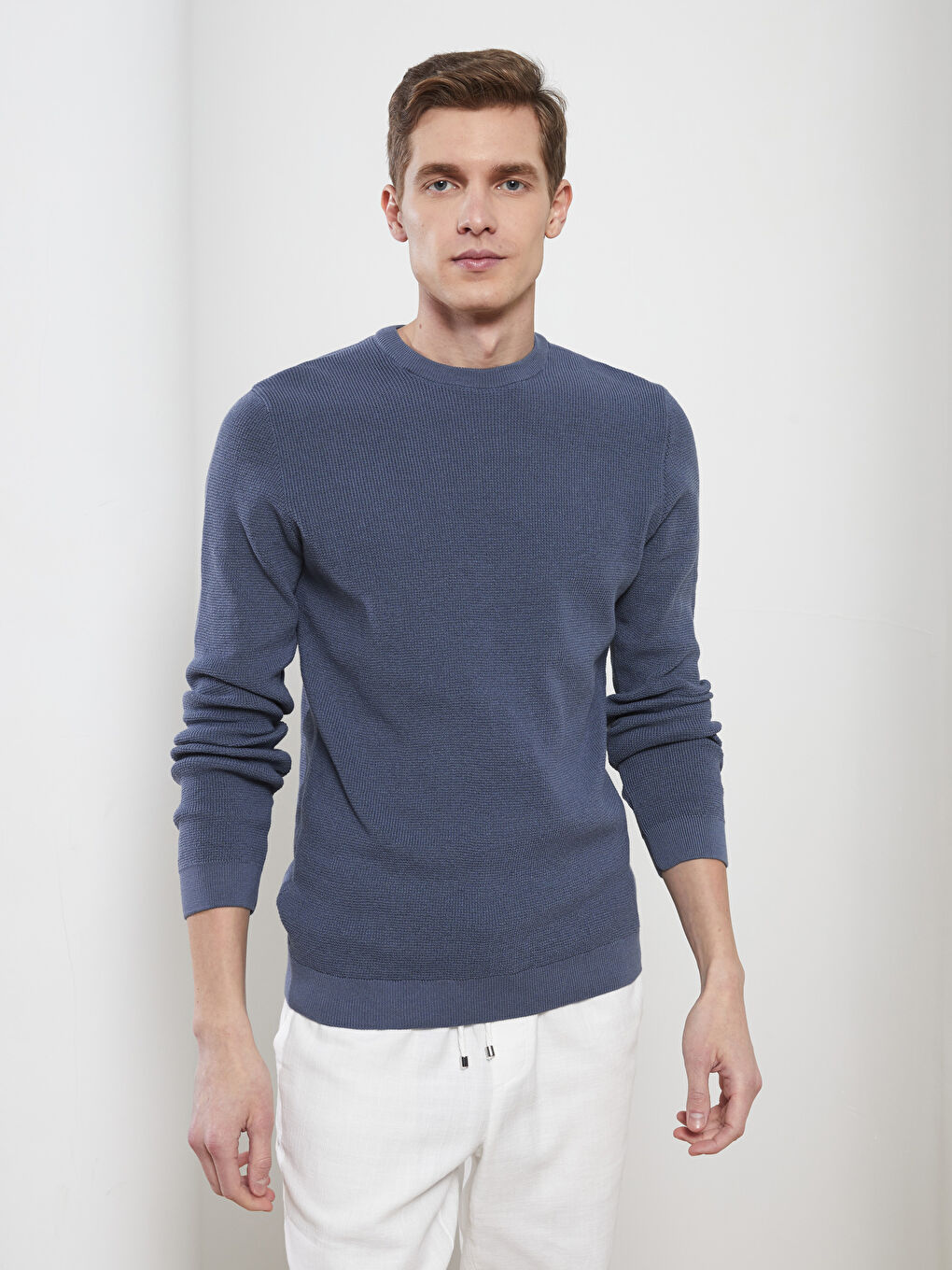 Mavi Bisiklet Yaka Erkek Triko Kazak-1