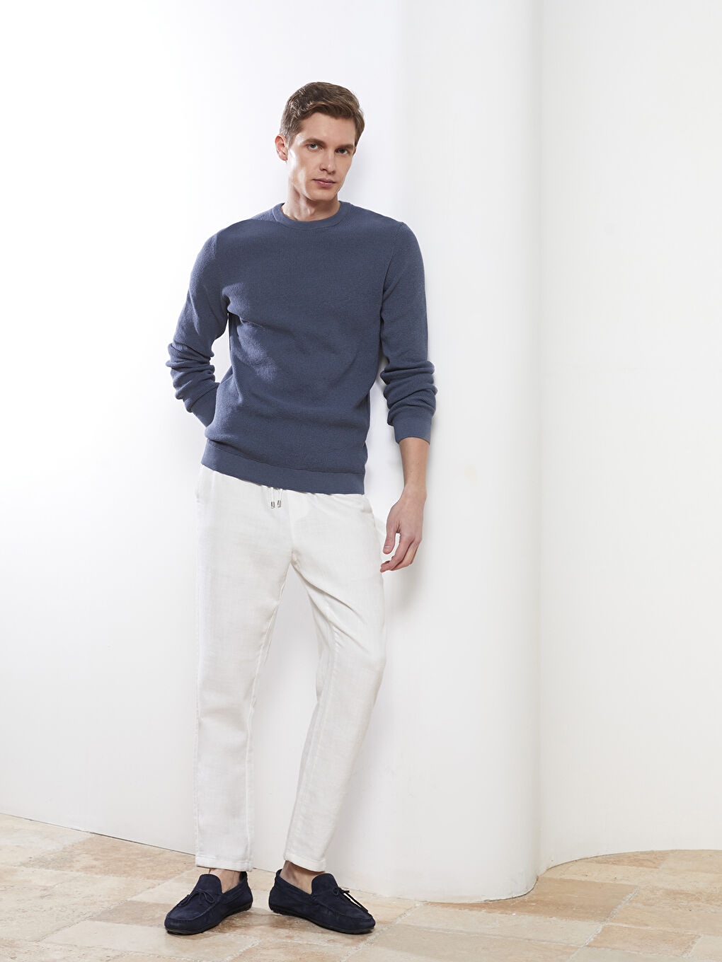 Mavi Bisiklet Yaka Erkek Triko Kazak-2