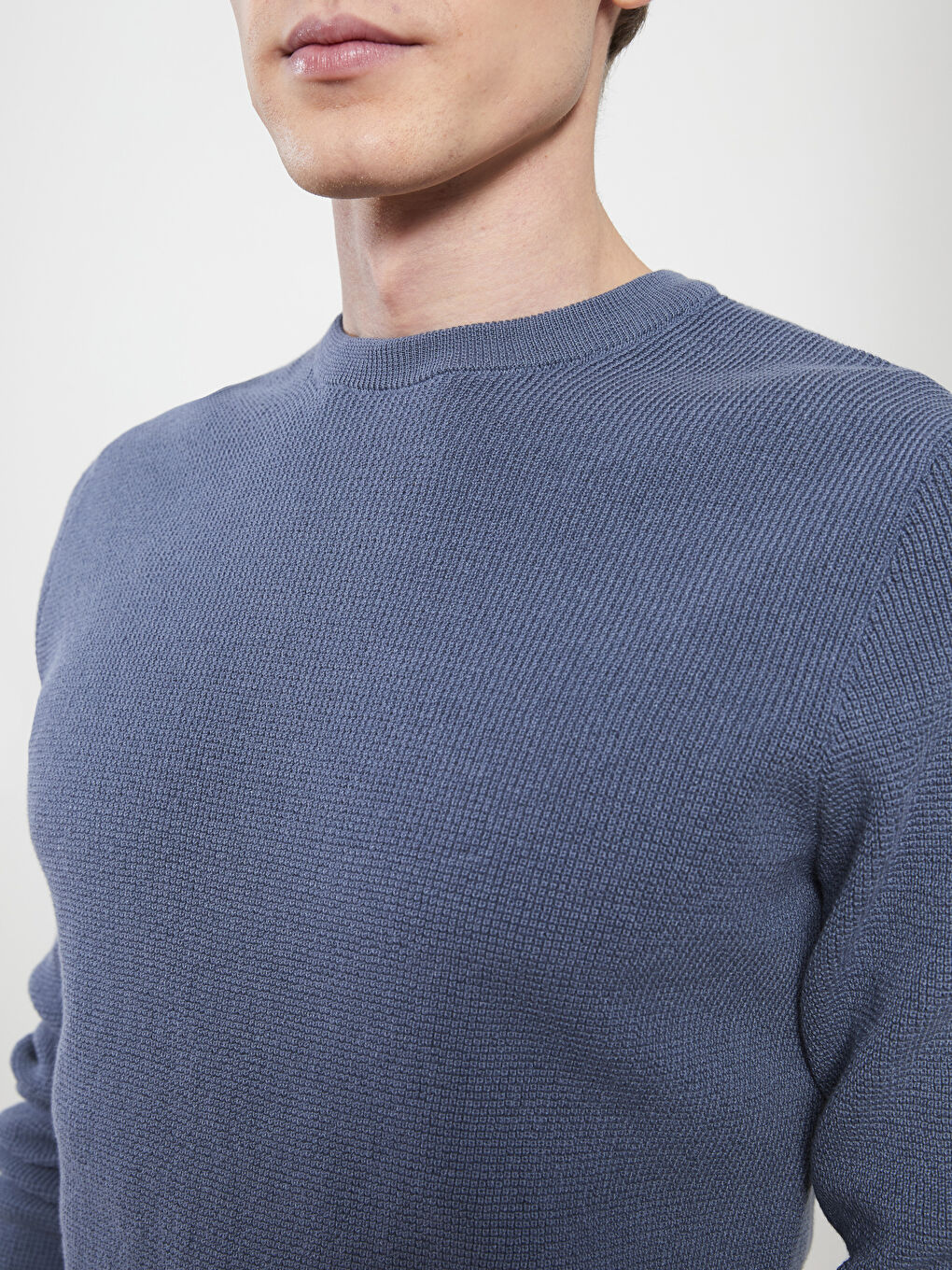 Mavi Bisiklet Yaka Erkek Triko Kazak-3