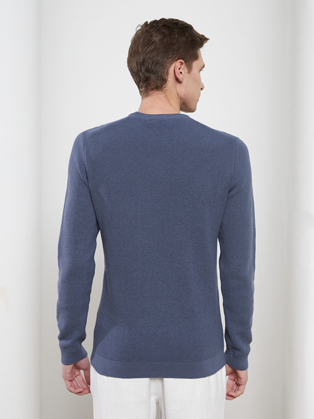 Mavi Bisiklet Yaka Erkek Triko Kazak-4