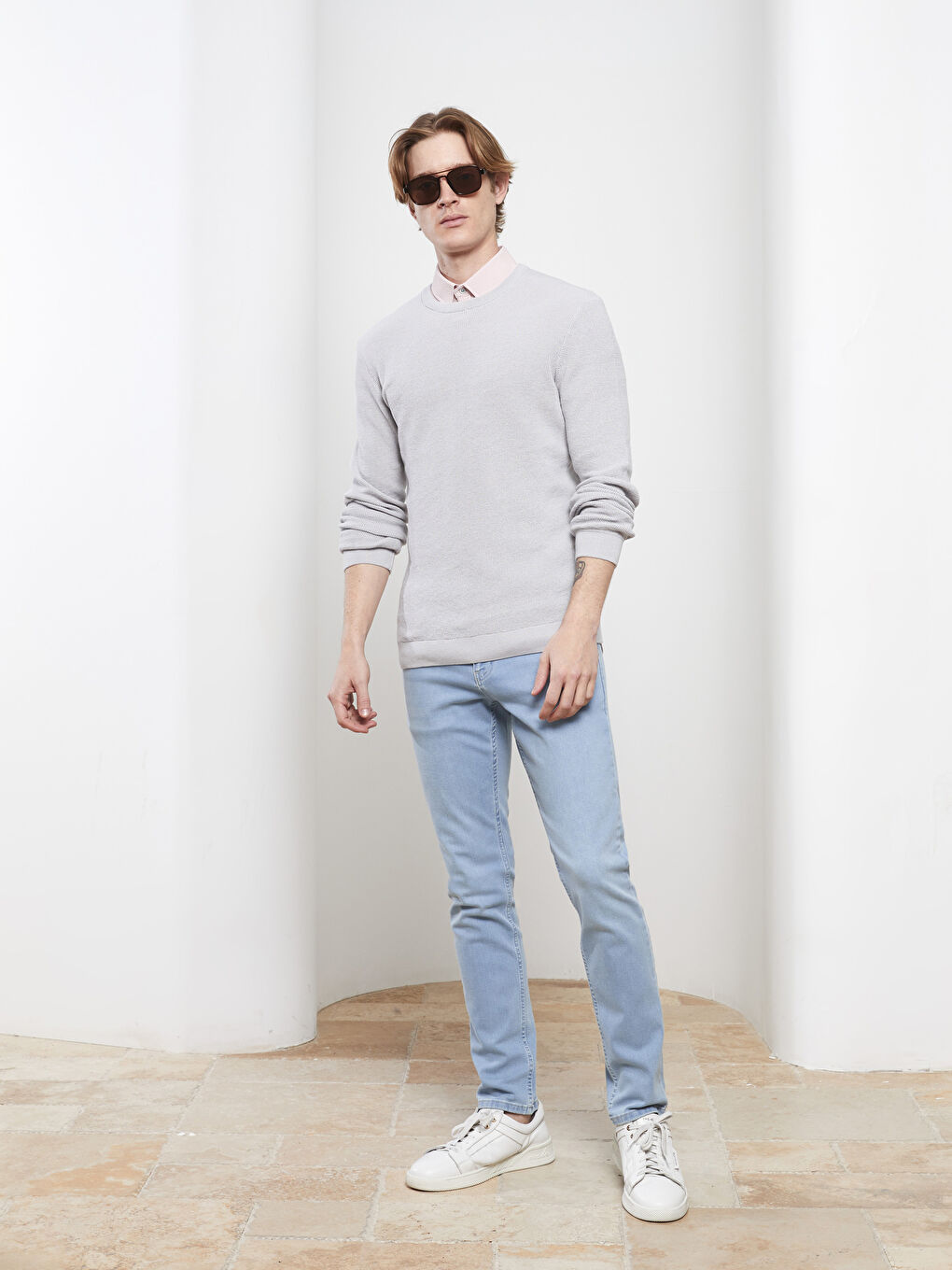 Gri Bisiklet Yaka Erkek Triko Kazak