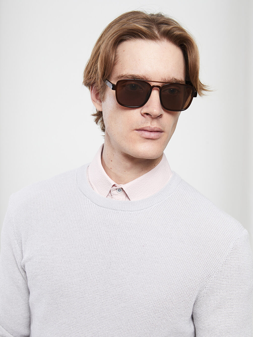 Gri Bisiklet Yaka Erkek Triko Kazak-2