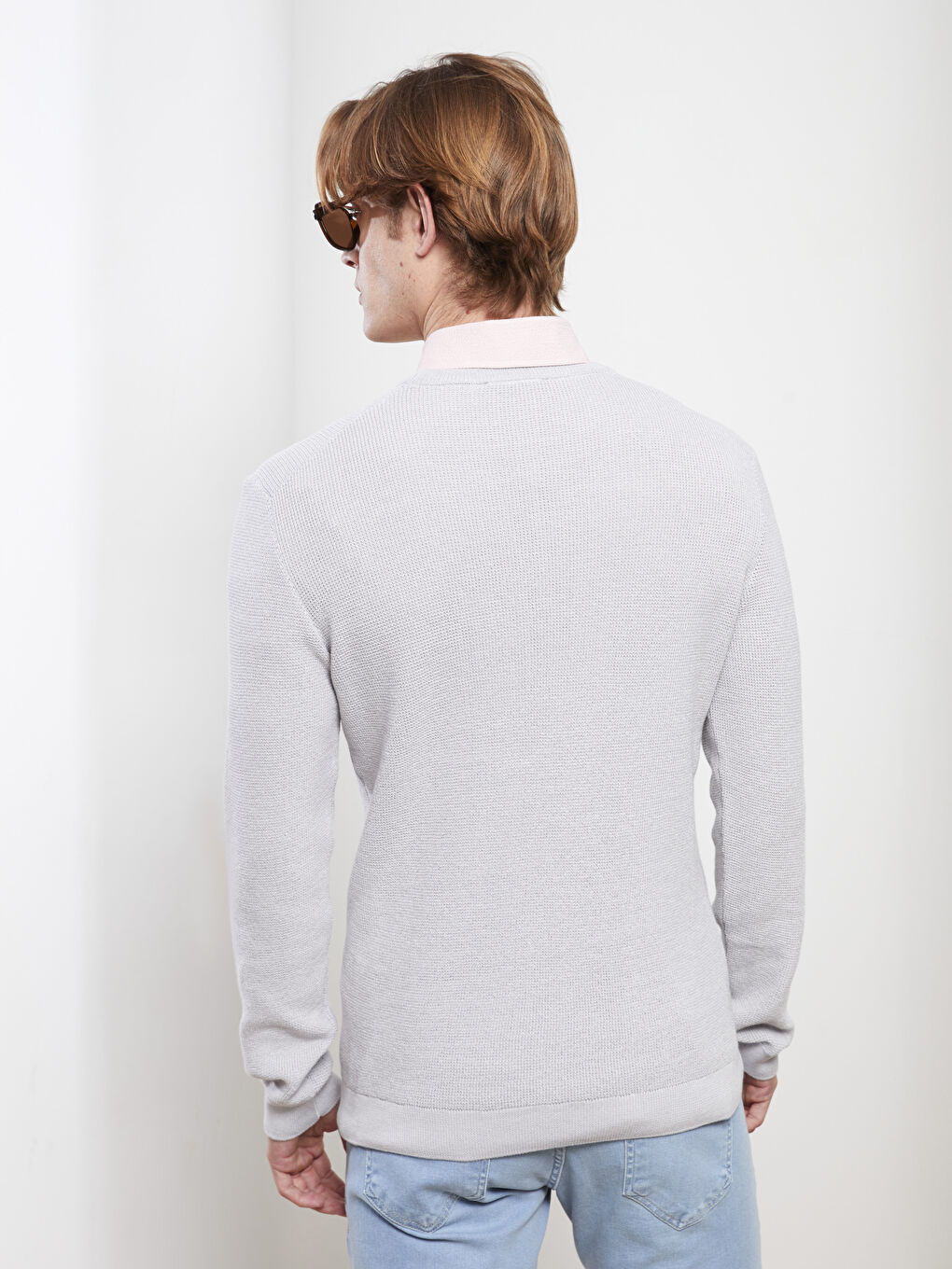 Gri Bisiklet Yaka Erkek Triko Kazak-3