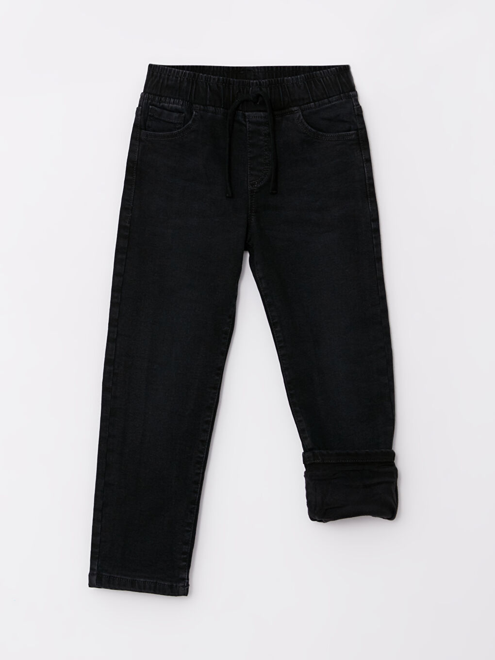 Jean Garçon à Taille Élastiquée Doublé Polaire-1