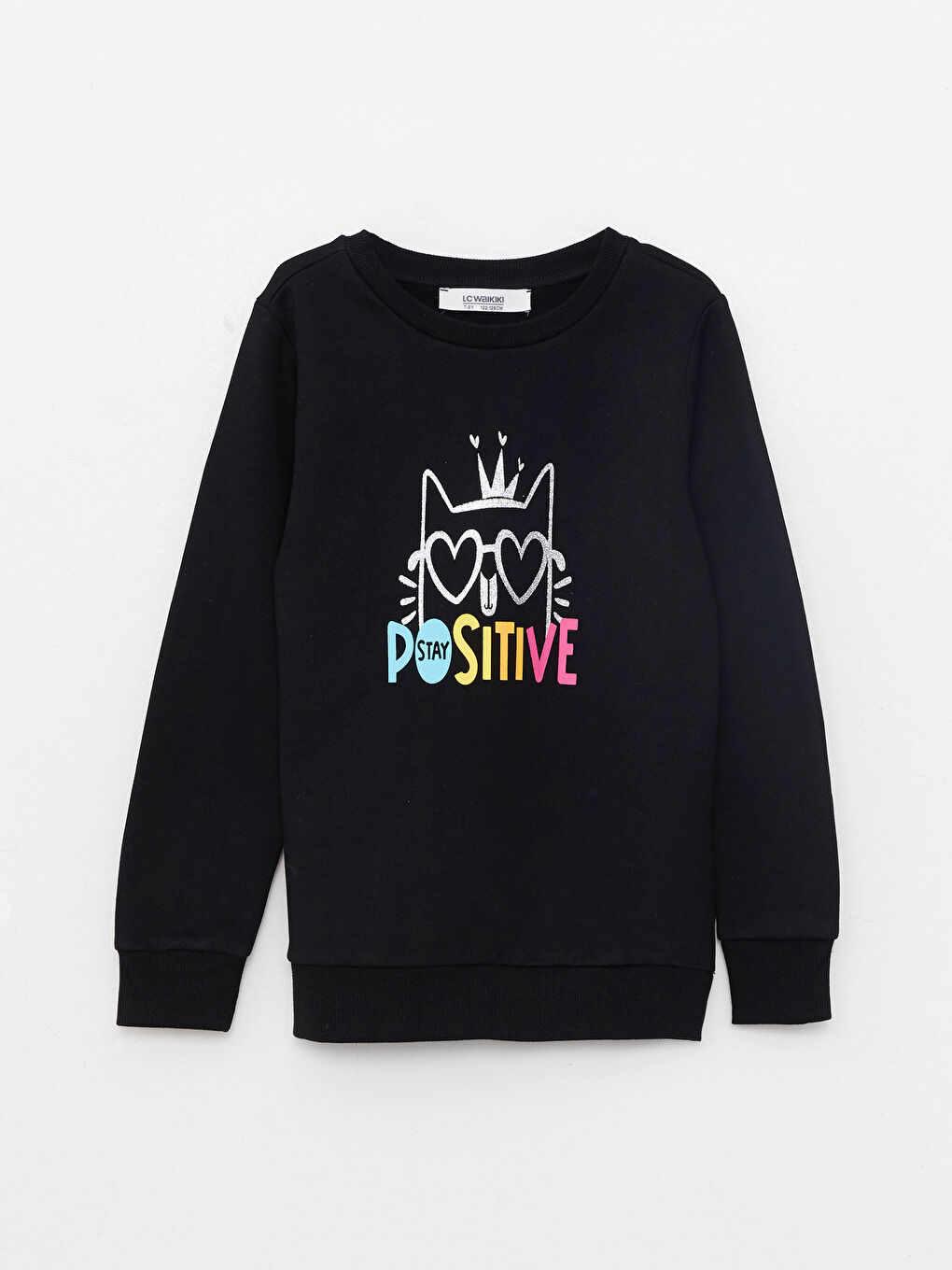 Свитшот с круглым вырезом, с принтом, с длинным рукавом, для девочек