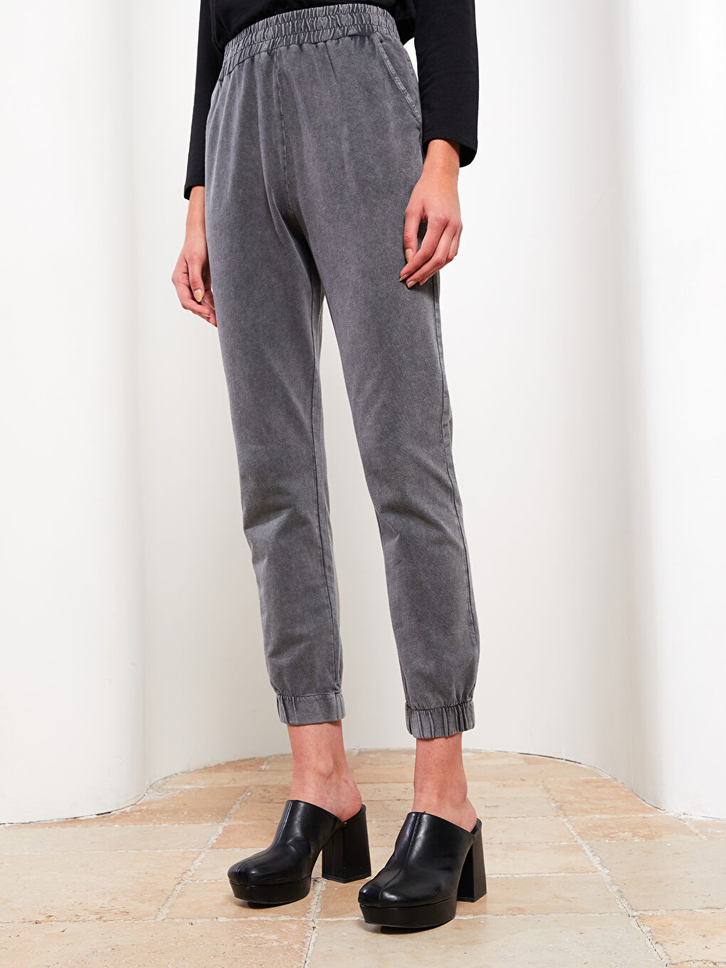 Women's Elastic Waist Plain Jogger Sweatpants Mother Daughter Combination-2