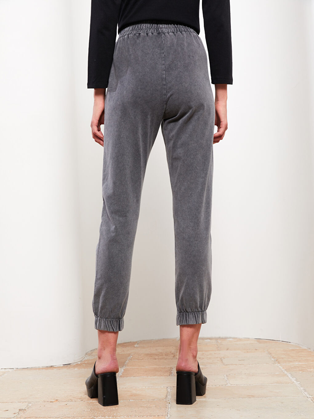 Women's Elastic Waist Plain Jogger Sweatpants Mother Daughter Combination-3