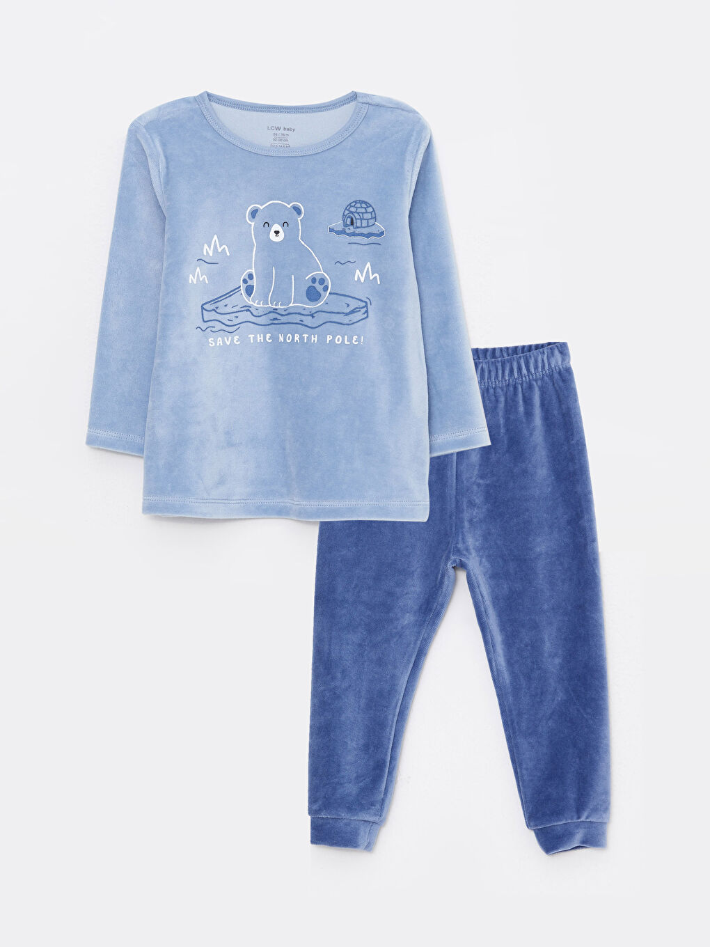 Пижамный комплект из бархата с круглым вырезом, длинным рукавом и вышивкой для малыша мальчика