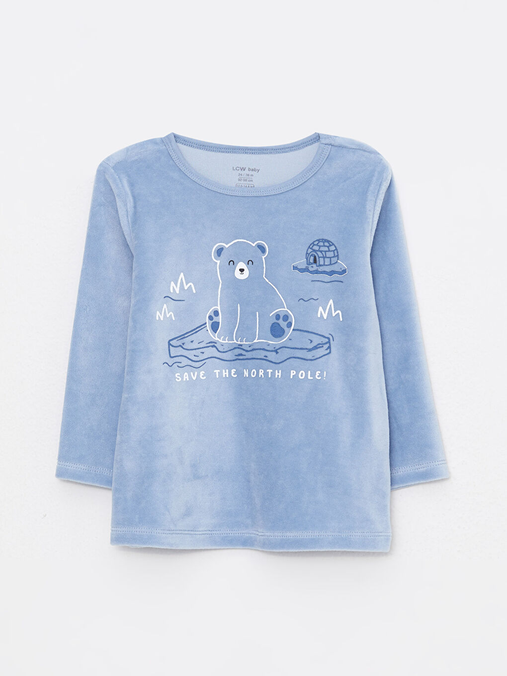 Пижамный комплект из бархата с круглым вырезом, длинным рукавом и вышивкой для малыша мальчика-1