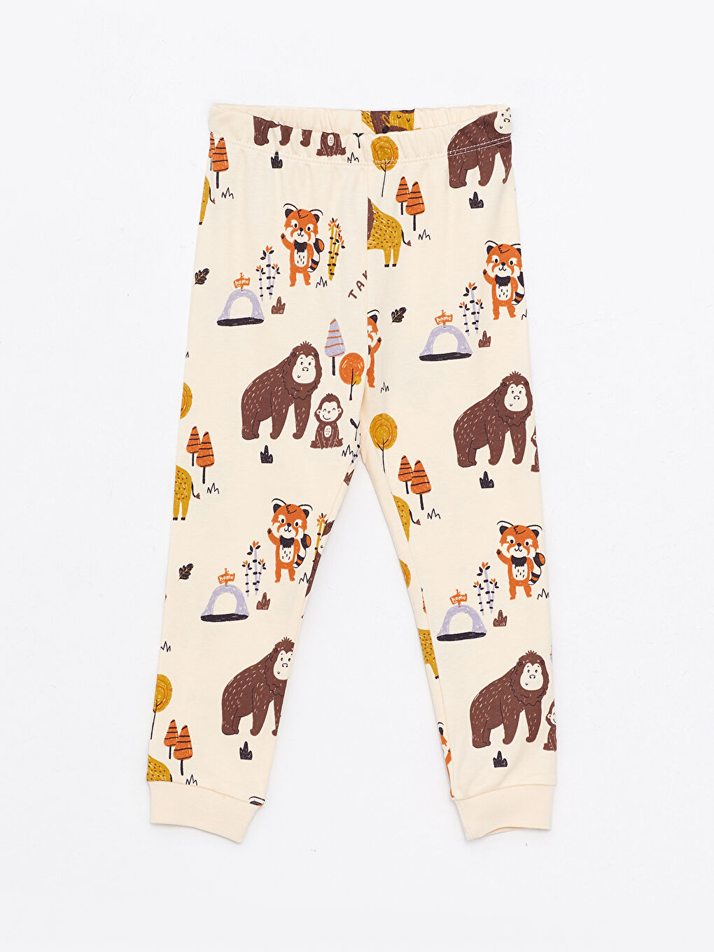 Bej Bisiklet Yaka Uzun Kollu Baskılı Erkek Bebek Pijama Takım-2