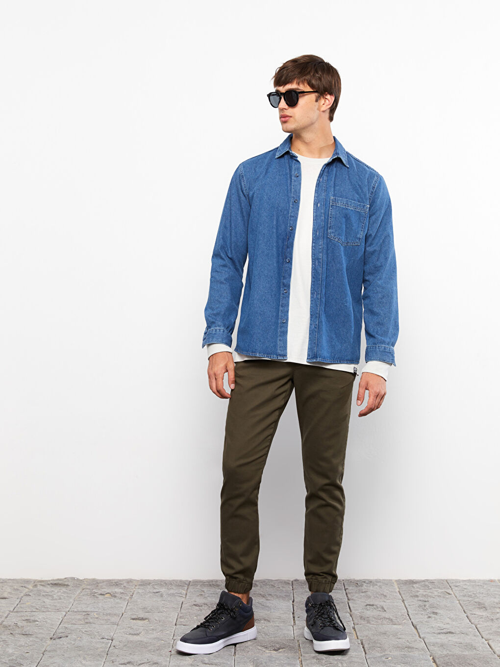 Slim Fit Twill Men's Trousers-1