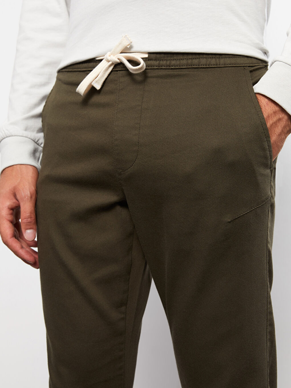 Slim Fit Twill Men's Trousers-3