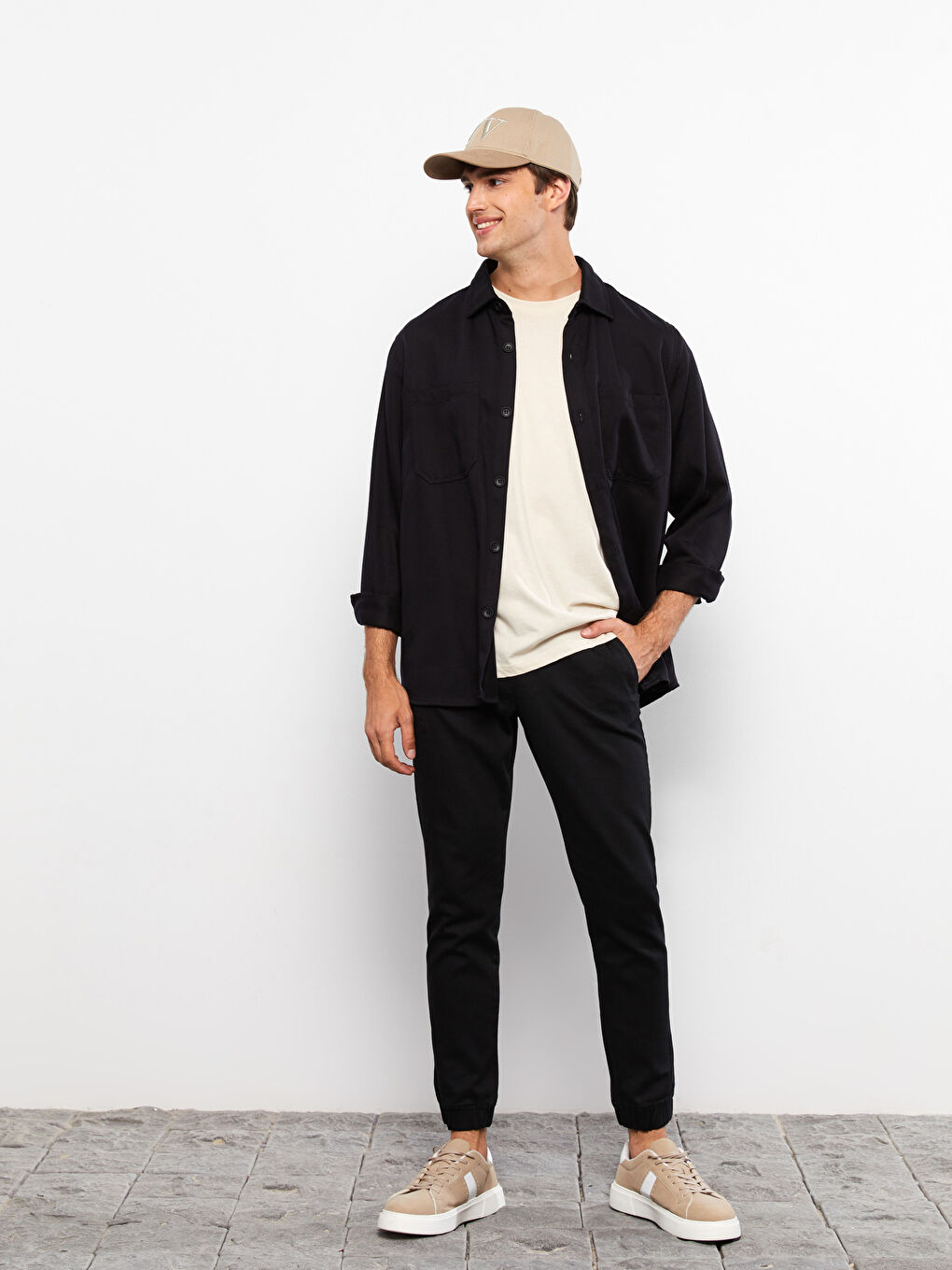 Slim Fit Twill Men's Trousers-1